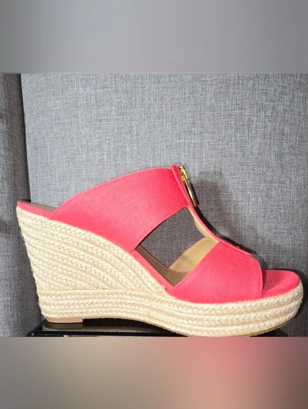 Michael Kors Women's Bradley Canvas Espadrille Wedge Geranium